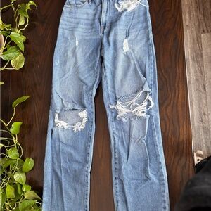 Hollister Distressed Light Blue Women's Straight Leg Jeans